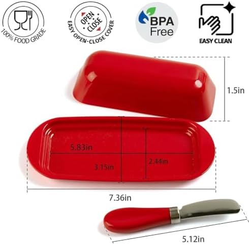 BPA-Free Melamine Butter Dish with Lid & Stainless Steel