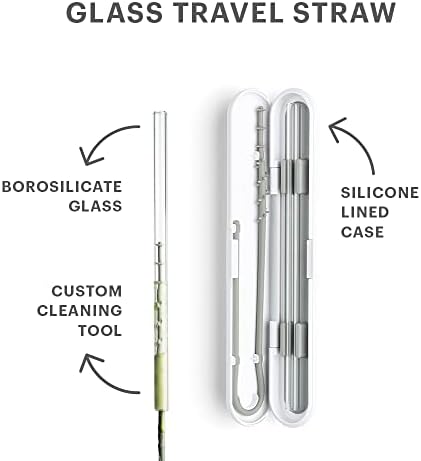 SOMA Reusable Glass Drinking Straw with Protective Silicone Travel
