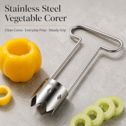 Home Cooks Kitchen Red Bell Pepper Seed Corer Tool, Stainless Steel