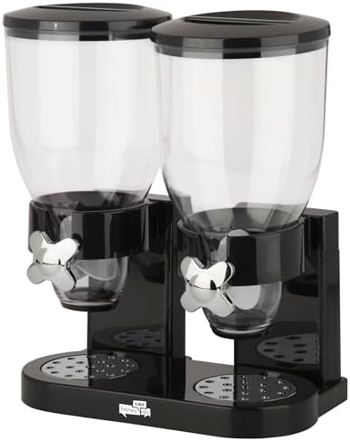 ZevrO Dry Food & Cereal Dispenser, 4.4 Cups, Black/Chrome, Original Dual