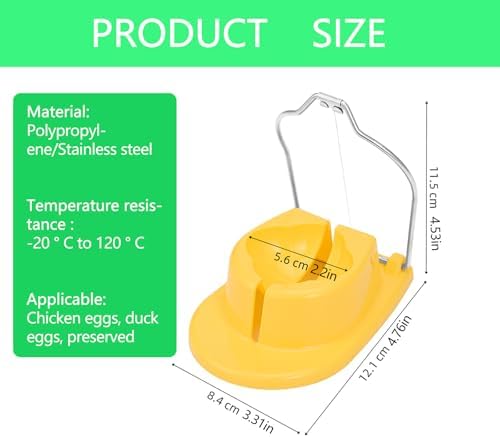 Egg Slicer, Semi-Round Curved Yellow Egg Cutter for Hard Boiled Eggs