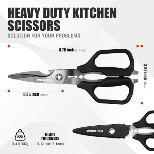 WORKPRO Kitchen Scissors, All Purpose Kitchen Shears Titanium Coated