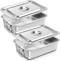 2 Pack 4 Inch Deep Lasagna Pans with Lid Rack, 14.17 x 10.63 Inch