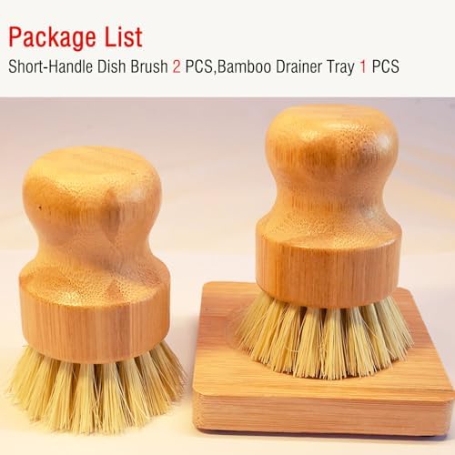 Bamboo Vegetable Brush, Natural Sisal Bristles