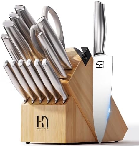 KnifeSaga 14 Pcs Japanese Steel Knife Set with Block