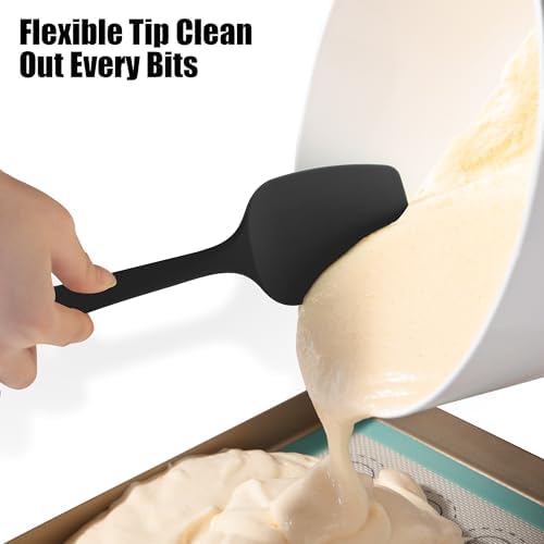 Doosu Silicone Spoon Spatulas, 3-Piece, Black