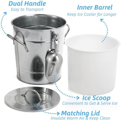 YOUEON 4 Liter Ice Bucket with Scoop and Lid, Double Walled Insulated