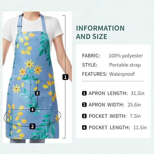 2 Pack Floral Aprons with Pocket, Blooming Womens Aprons Waterproof