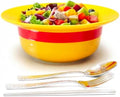 Straw Hat Ceramic Bowl Set w/ Spoon Fork & Chopsticks - Novelty Ramen