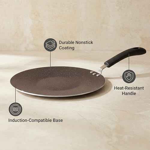 12-Inch Nonstick Induction Tawa Pan with Gently Recessed Center for