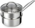 Ohtomber 1.5 Qt Tri-Ply Stainless Steel Saucepan with Steamer Basket &