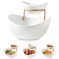 YHOSSEUN Chip and Dip Serving Set 2 Tiered Chip Dip Bowls with Metal
