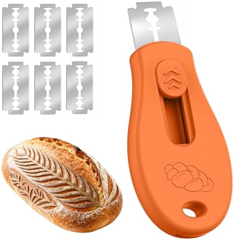 Bread Lame Sourdough Scoring Tool, 5 Razor Blades, Orange