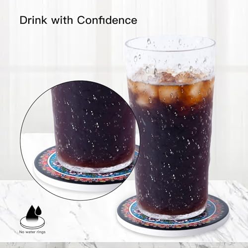 Ceramic Coasters Absorbent Non Slip 6pcs 4 Inch Coaster Turkish