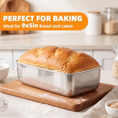 Leonyo 2Pcs Meatloaf Pan with Drain Tray, 9x5 Inch Bread Loaf Pan for