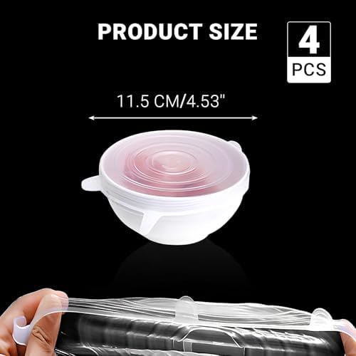 4 Pack 4.5in Reusable Silicone Stretch Lids