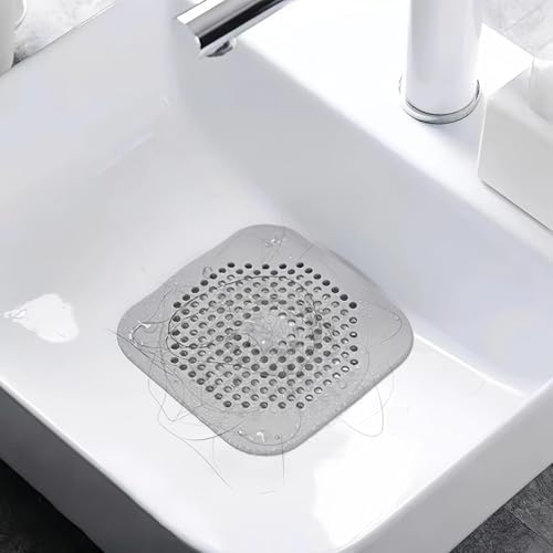 Silicone Shower Drain Hair Collector 2-piece Set, Anti Clogging Drain