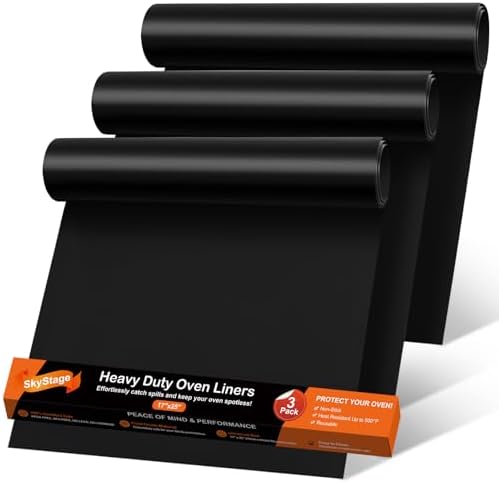 3 Pack Oven Liners for Bottom of Oven, 17"x 25" Non-Stick Reusable