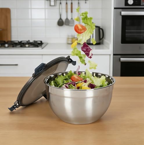 Stainless Steel Salad Chopper Bowl with Lid, 135 oz Large Salad Bowl