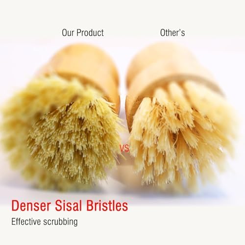 Bamboo Vegetable Brush, Natural Sisal Bristles