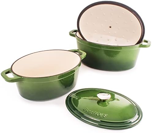 Berghoff Neo 5Pc Enameled Cast Iron Cookware Set, Pots & Pans, Green