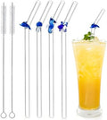 Reusable Glass Straws with 2 Cleaning Brushes, Shatter Resistant