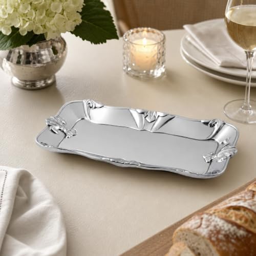 Arthur Court Fleur-De-Lis Bread Tray - Sand Casted Aluminum Serveware