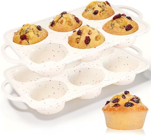 CAKETIME Large Muffin Pan, Metal Reinforced Frame 3.5 Inch Jumbo