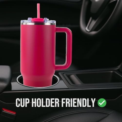 Big Swig 30oz Tumbler with Handle and Straw - Hot Pink, Water Cup with