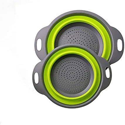 Alnicov 2PCSs Collapsible Colander,Silicone Vegetable/Fruit Flexible
