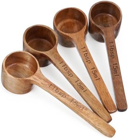 4 Pack Coffee Acacia Wooden Scoop Wooden Measuring Scoops for