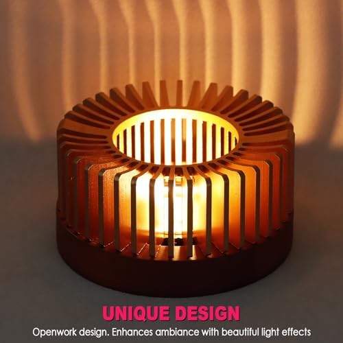 KAYCROWN Teapot Warmer, Aluminum Alloy & Wood Tea Warmer with Tealight