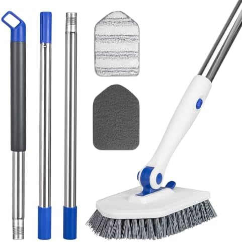 Tile Tub Scrubber Brush with 52-inch Adjustable Long Handle 3-in-1