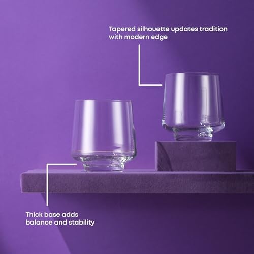 JoyJolt Sidney Double Old Fashioned Glasses Set of 4 | 11.5 oz Rocks