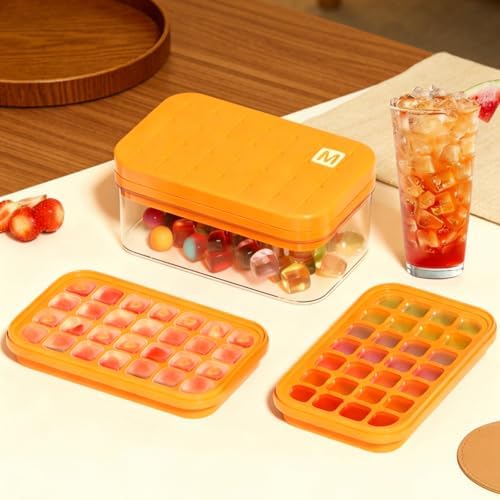 Ice Cube Tray with Lid and Bin, Easy Release Silicone Ice Cube Maker