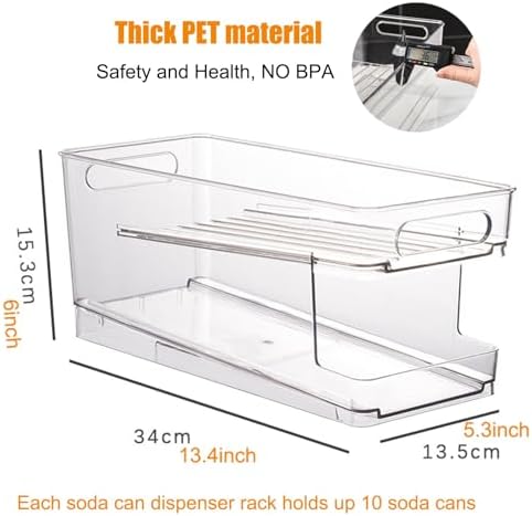 2-Tier Soda Can Dispenser For Refrigerator, Automatic Rolling Drink