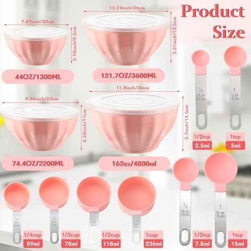 Ziliny 4 Pcs Mixing Bowls with Lids Plastic Nesting Bowls Set with