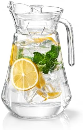 Acrylic Pitcher, Clear Plastic Water Pitcher with Lid (49 oz) Fridge