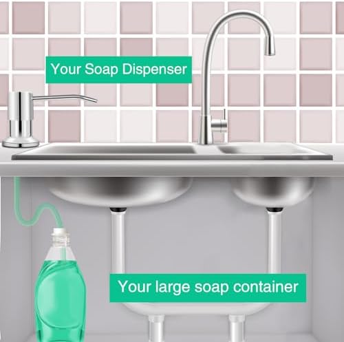 Soap Dispenser for Kitchen Sink with 47" Extension Tube, Chrome