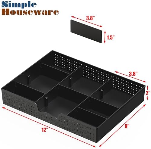 Simple Houseware Drawer Organizer Tray, 9 Adjustable Compartments