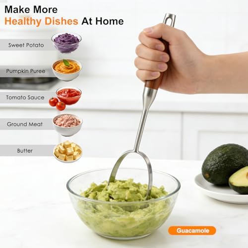 304 Stainless Steel Potato Masher, Heavy Duty Mashed Potato Masher