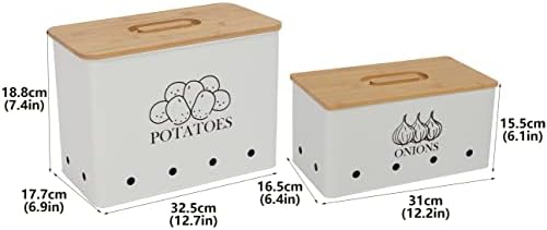 Potato and Onion Storage Bin Set of 2, Vented Metal Vegetable Storage