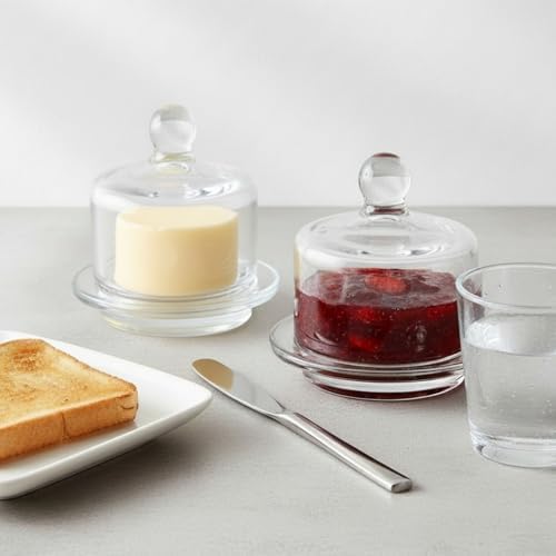 Dicunoy 2 Pack Glass Butter Dishes, Small Round Butter Keeper with
