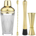 Cocktail Shaker Set 17oz, Gold Glass Martini Shaker with Strainer &
