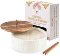 JUMBO Ceramic Tortilla Warmer with Acacia Wood Lid - 8.8" Extra Large