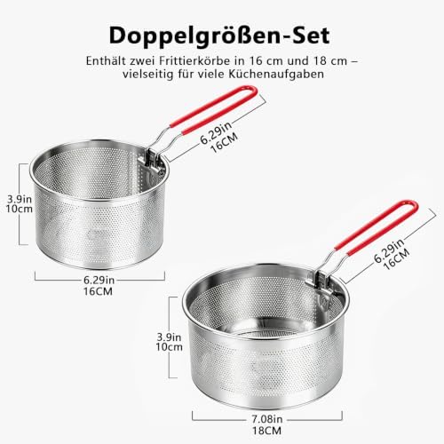 Pasta Strainer Set of 2, Stainless Steel Noodle strainer with