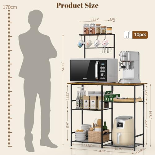 3IngSeagulls 6-Tier Baker's Rack with Storage, Rustic Brown