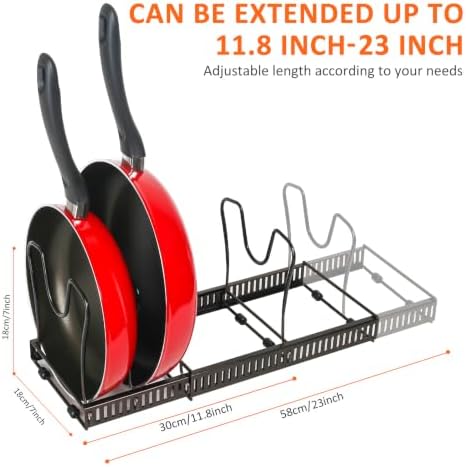 ROOHUA Pot and Pan Lid Organizer Rack for Under Cabinet, 12"-23"