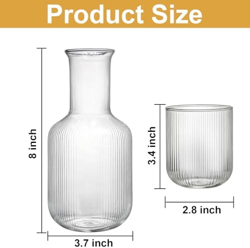 Bekith 2 Set 25 OZ Bedside Night Water Carafe with Tumbler Glass
