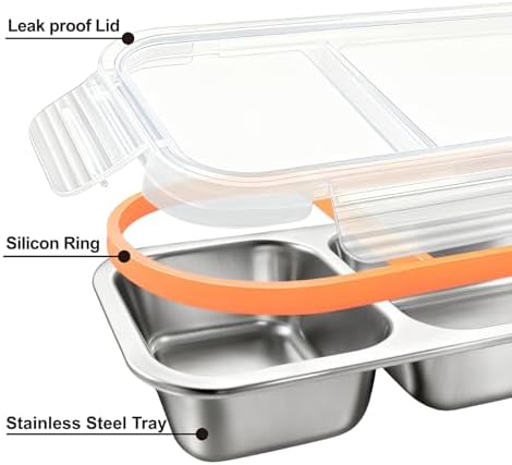 3 Pack Stainless Steel Snack Containers, Orange